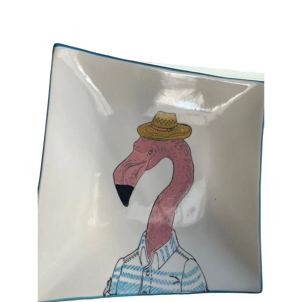 WEST ELM Collector's Editions Flamingo Salad Plate By RACHEL KOZLOWSKI 8 3/4